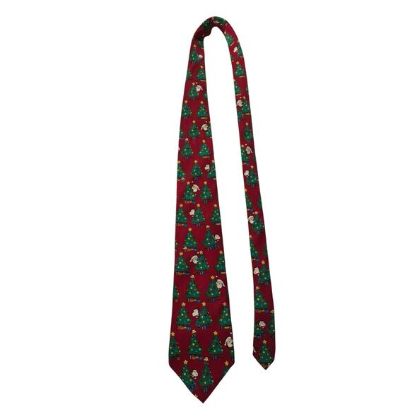 Peanuts Tis The Season Christmas Snoopy Woodstock Santa Claus Vintage Necktie - Picture 2 of 7